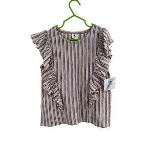 Stem‎ Ruffle Front Striped Tee Girls Size 5 New